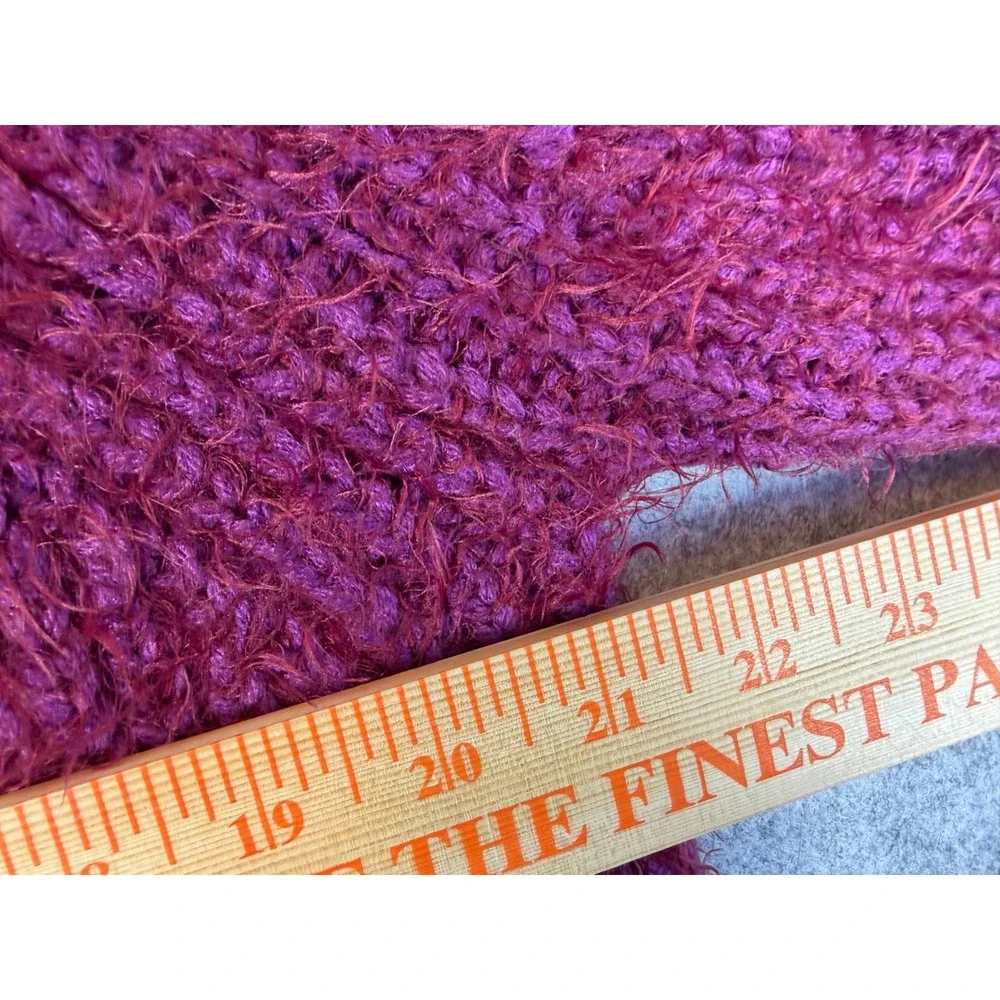 Lucy Paris Cowl Neck Sweater Womens XS Magenta Excellent Fuzzy Eyelash Knit